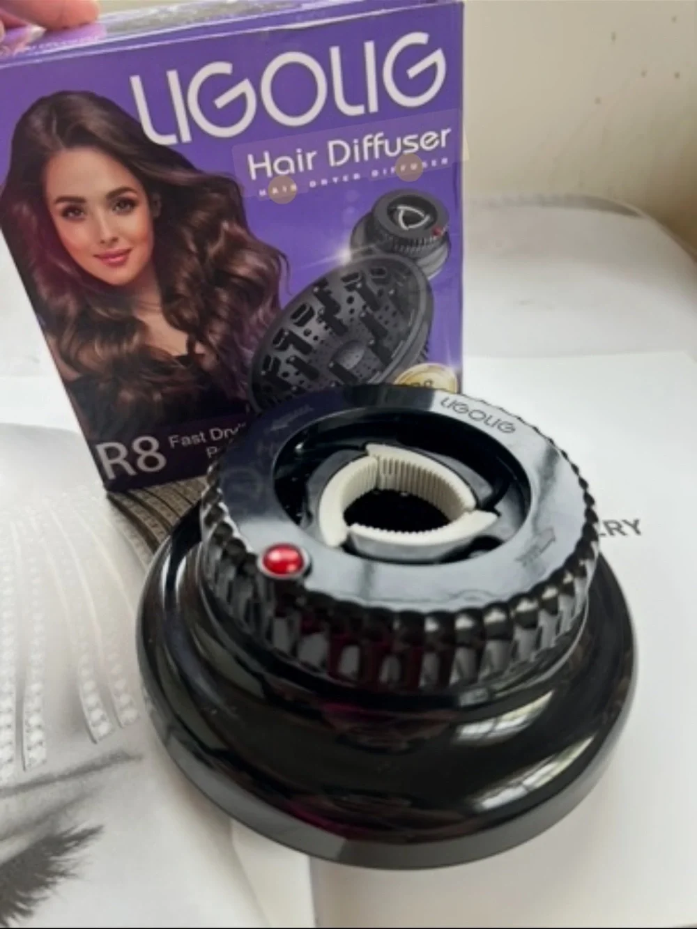 Black r8 fast drying Hair Diffuser Attachment - Universal Curly Hair Styling